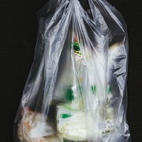 ビニール袋に入った食料品とレジ袋有料化対策の写真