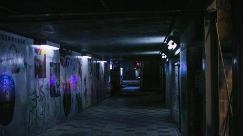 Dimly Lit Eerie Corridor