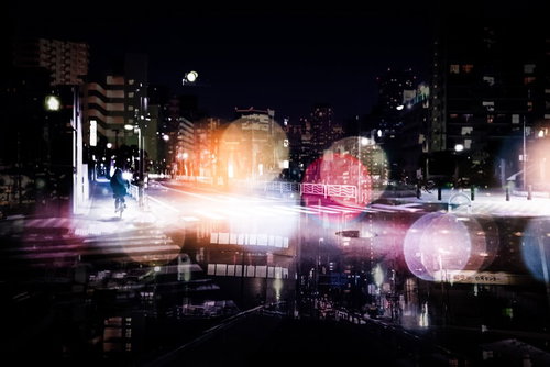 A Night Path Where People's Thoughts Intersect (Photomontage)
