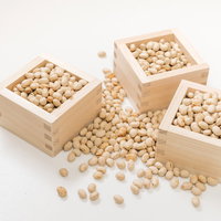 節分用の豆が入った木製の枡（1合）福豆の伝統的な販売方法の写真