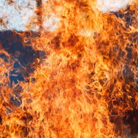 門戸厄神の火炎の揺らぎと陽炎 燃え上がる炎のエネルギーの写真