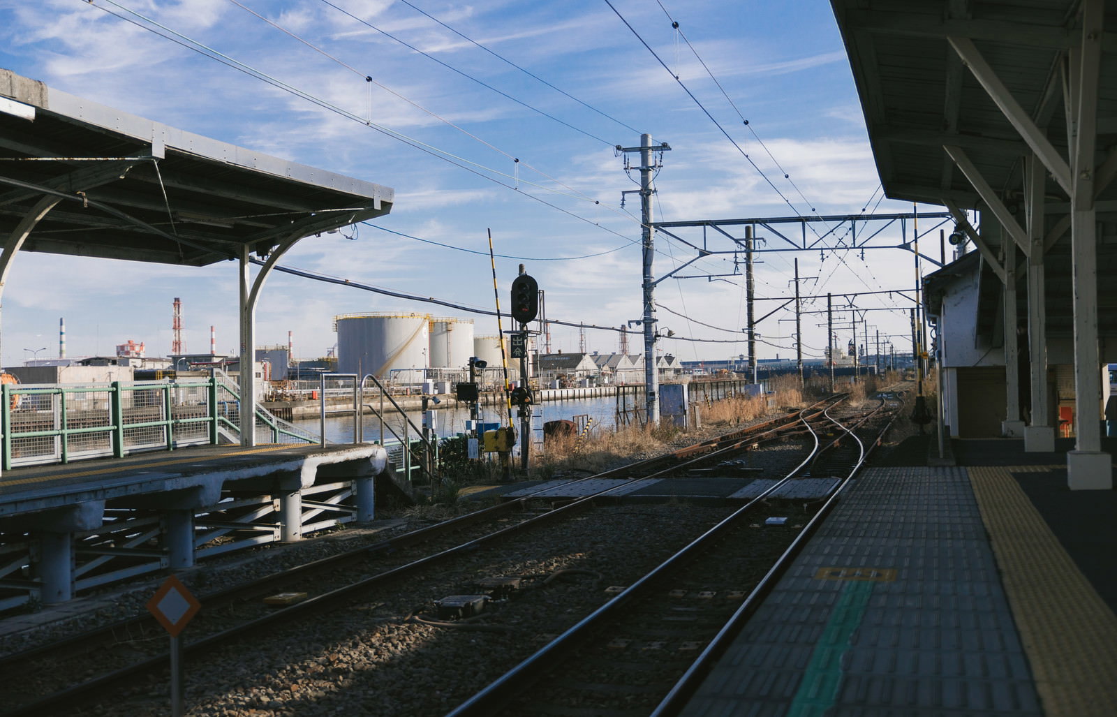 新芝浦駅のホームと単線線路