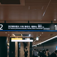 羽沢横浜国大駅の新横浜線ホームを示す駅案内標識の写真