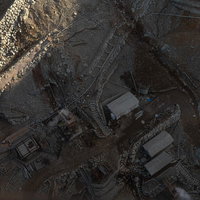 箱根ロープウェイから俯瞰した大涌谷の土砂崩れ跡地の写真