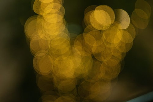 黄金色に煌めく玉ボケの光、ネオンキラキラ背景