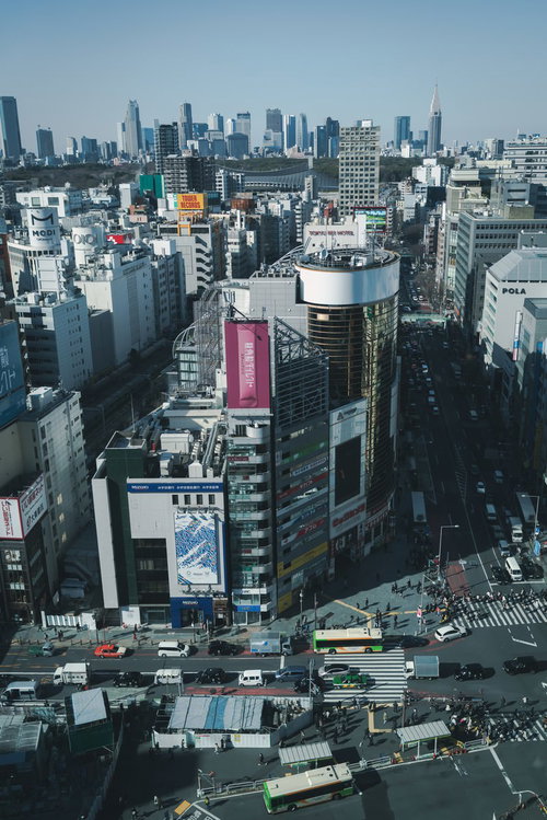渋谷スクランブルスクエアから見た新宿のビル群と東京スカイライン