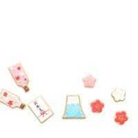 ハッピーニューイヤークッキー、正月モチーフのアイシングの写真