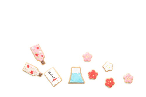 ハッピーニューイヤークッキー、正月モチーフのアイシング