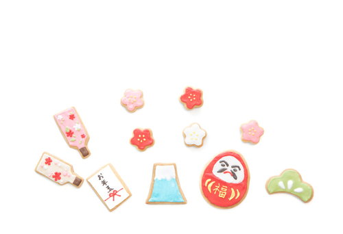 羽子板とだるまのお正月アイシングクッキー