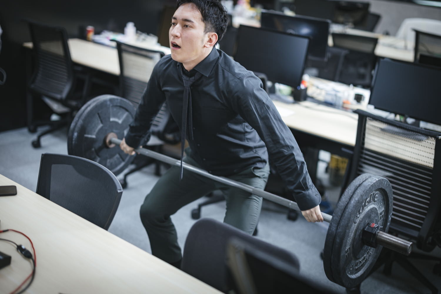 セカンドプルを部下の前での写真素材