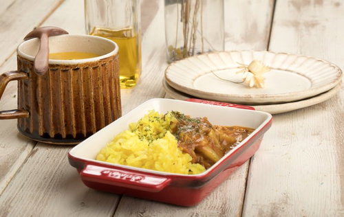 おいしかぁ～便のカレーとかぼちゃポタージュの夕食