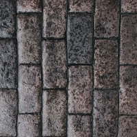 雨上がりの濡れたレンガ敷きの床テクスチャの写真