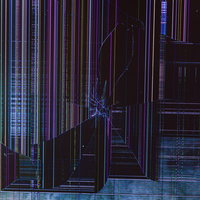 液晶モニターの破損で表示された青紫の縦縞ドット模様の写真