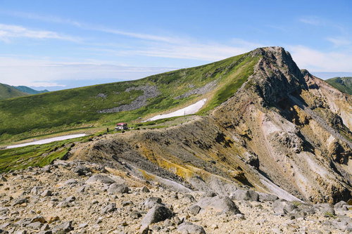 日本百名山・十勝岳の上ホロカメットク山とホロカメットク小屋