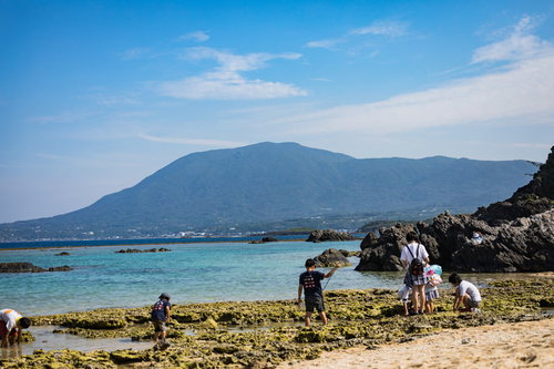 海開きした徳之島畦プリンスビーチの白い砂浜と青い海