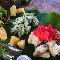 あおさの唐揚げなど徳之島の伝統料理やどぅりの写真