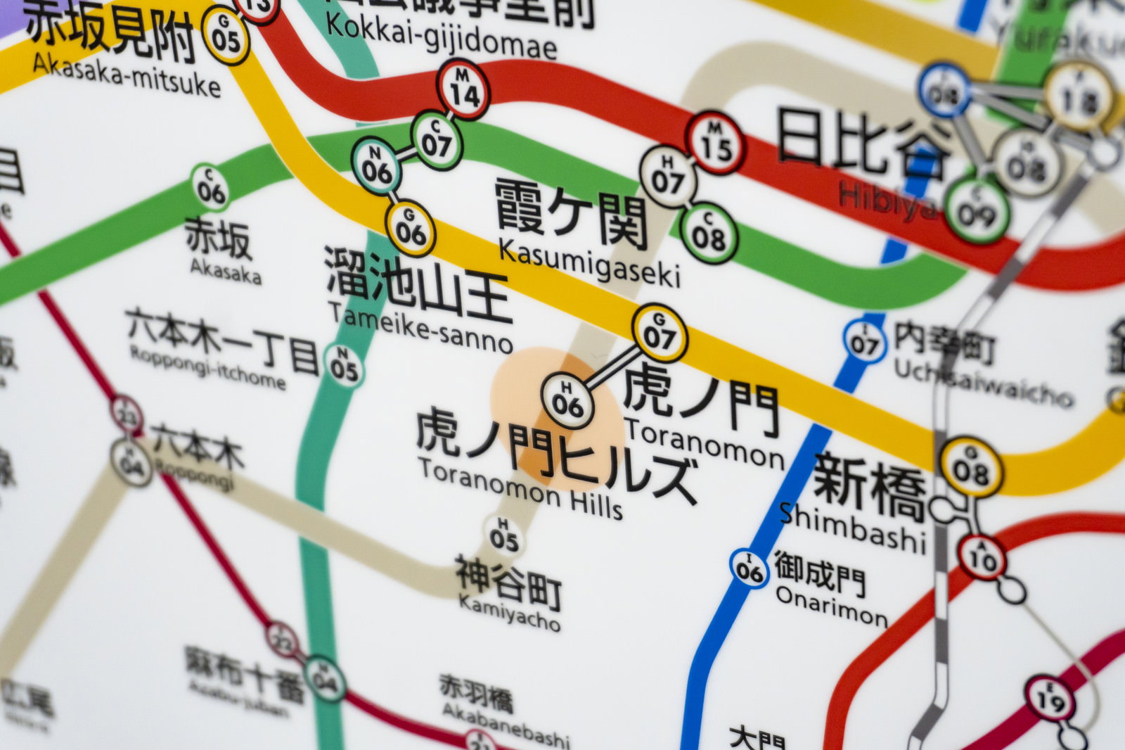 虎ノ門ヒルズ駅が新設された東京メトロ日比谷線の路線図