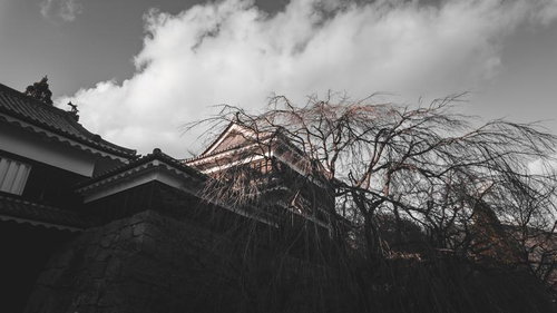 上田城の北櫓と紅葉の風景