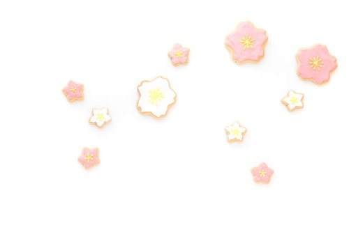 ひなまつりに合わせた梅花のアイシングクッキー