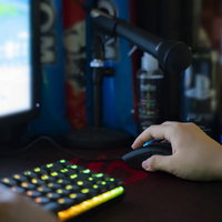 デスクトップでPCゲームをするゲーマーの手元の写真