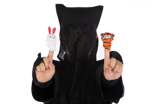 うさぎさんととらさん（黒子）