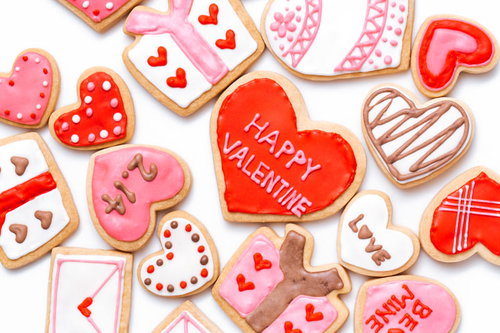 ハート型クッキー赤とピンク（HAPPY VALENTINE）