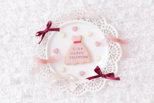 2月14日 HAPPY VALENTINEと描かれたクッキー