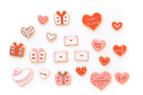 ラブレターとハートのバレンタインアイシングクッキー
