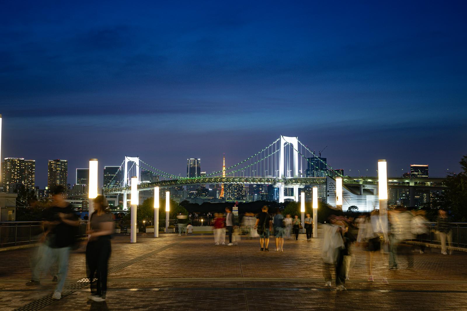 シンボルプロムナード公園からのレインボーブリッジ夜景