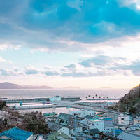 和歌浦から見える雑賀崎漁港の夕暮れの写真