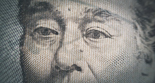 見てるぞ、福沢諭吉の一万円札をマクロ撮影
