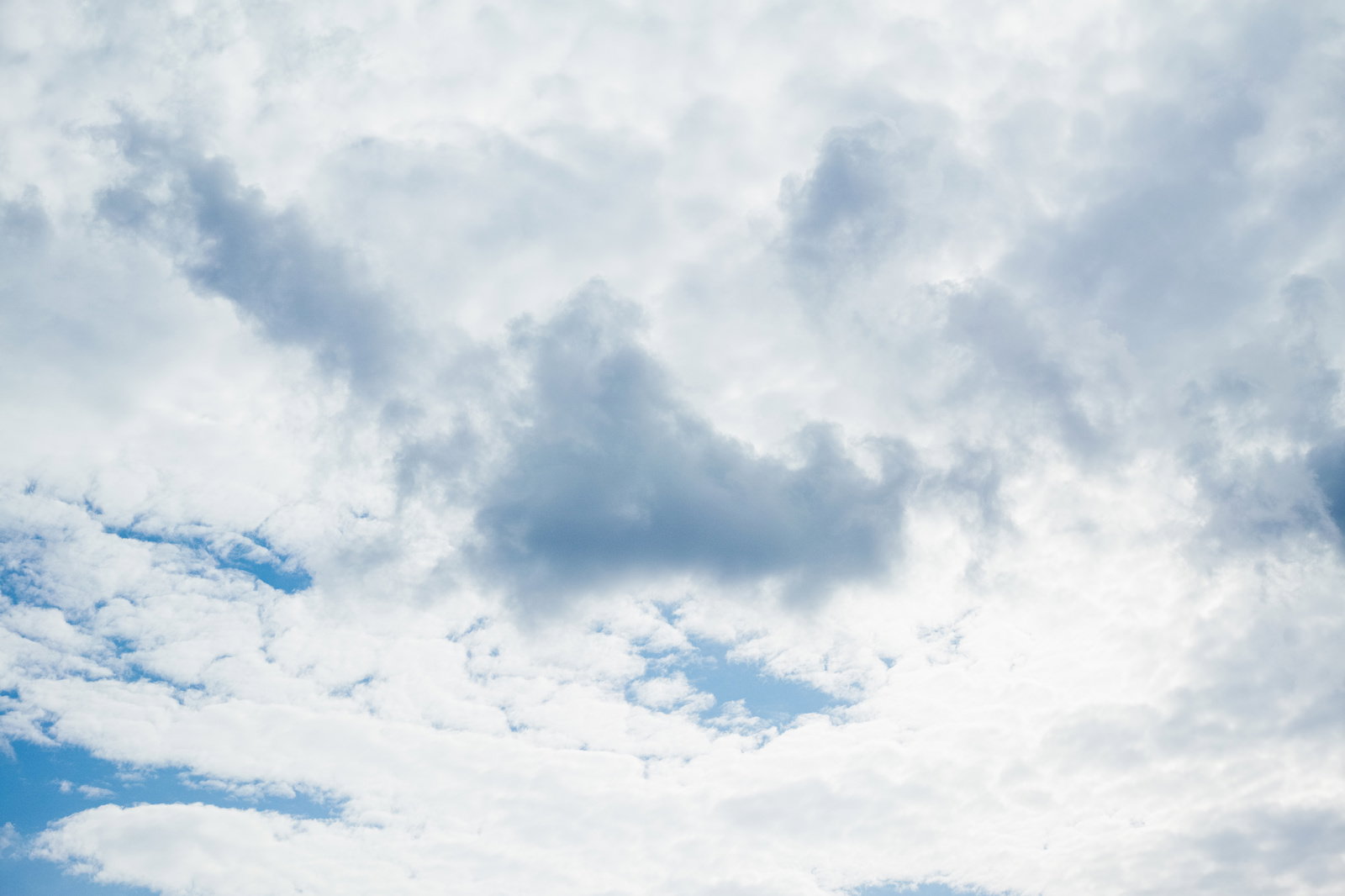 曇り空に広がるグレーと白の雲が浮かぶ自然の風景