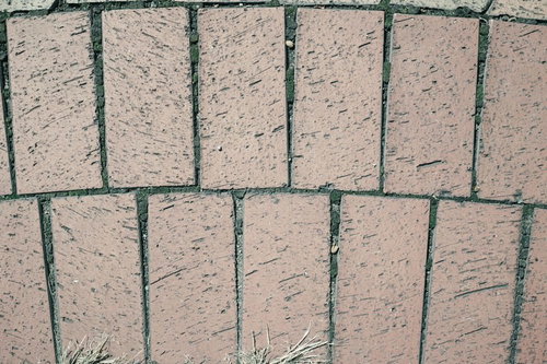 弧を描くように敷き詰められた赤茶色のレンガ