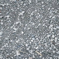 不揃いな小石と砂利にわずかに混じる枯れ葉の残骸（テクスチャー）の写真