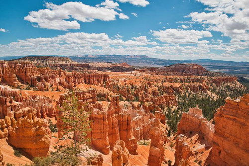 赤茶色の岩柱が連なる壮大なブライスキャニオンの絶景