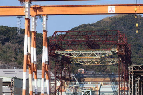 戦艦武蔵が建造された三菱重工業造船所跡のクレーン