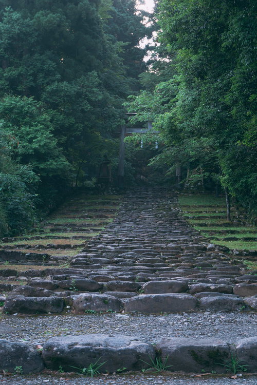精進坂の先に見える一の鳥居