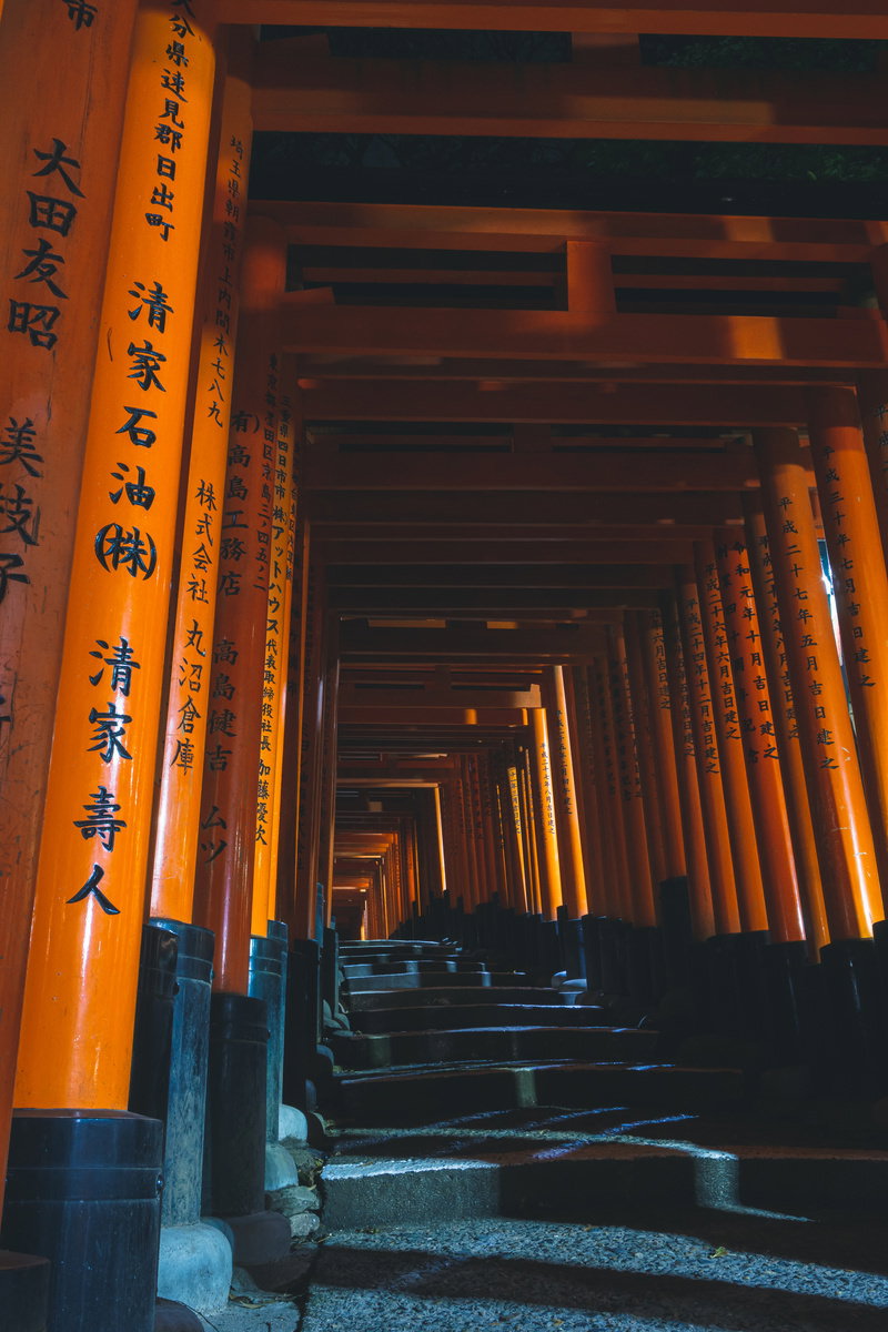 Fushimi Inari Taisha Torii Gate Tunnel at Night — Free Stock Photo ...