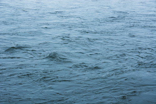 増水して底が見えない川面