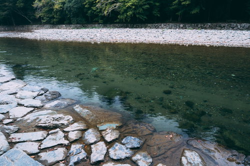 五十鈴川の清い流れで清める皇大神宮（伊勢神宮・内宮）御手洗場（みたらし）