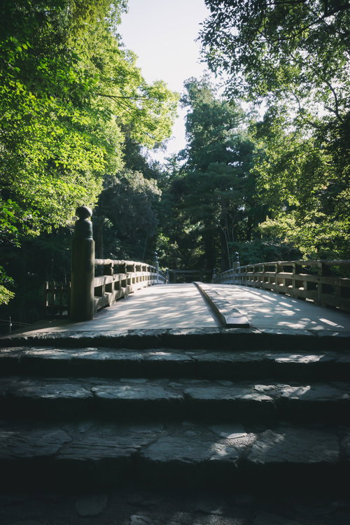 木の影が落ちる風日祈宮橋（かざひのみのみやばし）